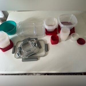 Tupperware Red and Gray Food Storage Set